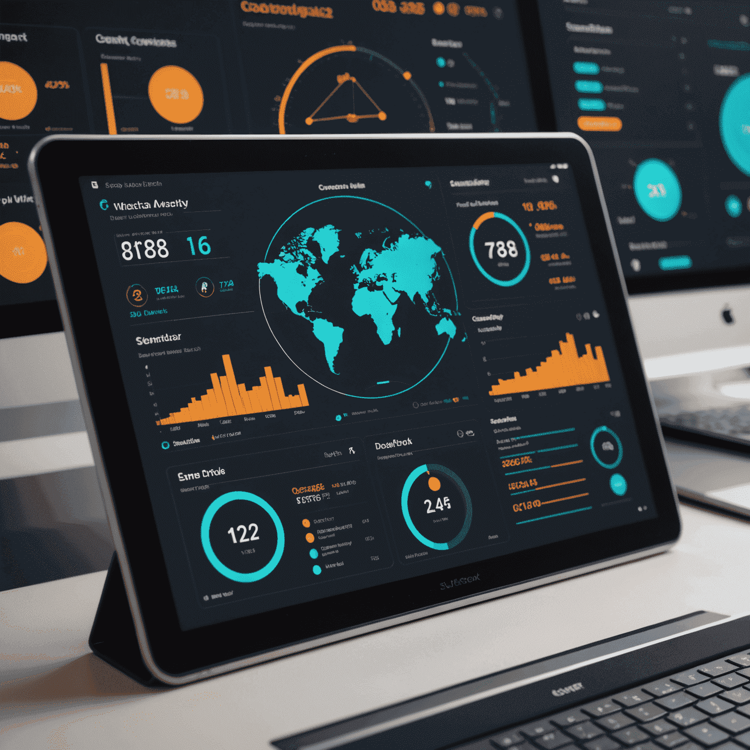 Futuristic dashboard showing real-time customer analytics, predictive models, and actionable insights